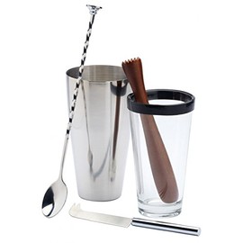 Artesa 4 Piece Stainless Steel Mojito Cocktail Shaker Set with Muddler Spoon & Knife
