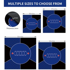 LERYG 100/120/140/160cm Square Poker Mat Texas Hold'em Poker Rubber Mat Topper for Tables Folding Portable Poker Table Top Poker Layoutw for Poker Games Blackjack Casino.(Blue 120 * 120CM)