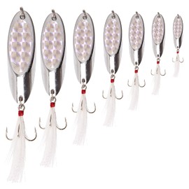 Shaddock Metal Spoon Fishing Lures 10pcs Spinner Baits for Trout Bass Salmon Freshwater Saltwater with Feather Treble Hook 5g-28g (10pcs/box-Mixed Kit(5g-28g))