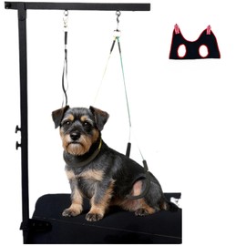 FANXSVL Dog Grooming Sling Tools Foldable,Pet Grooming Table arm with clamp for Large or Small Dogs,Pet Harness Holder for Nail Trimming and Hanging Harness,Pet Supplies Grooming Hammock Table kit