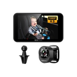 BOEYOS Baby Car Camera，360° Rear Facing Car Baby Monitor with Camera, Wide Clear View，Easily Observe The Baby's Move, Safe Driving for New Parents (Black)