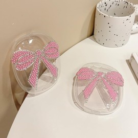 JLSDBMZ Compatible with AirPods Max Case Cover,Cute Butterfly Bow Luxurious Design,Clear Crystal Glitter Shining Bling Diamonds Case for AirPod Max Suitable for Ladies Girls Gifts (Pink)