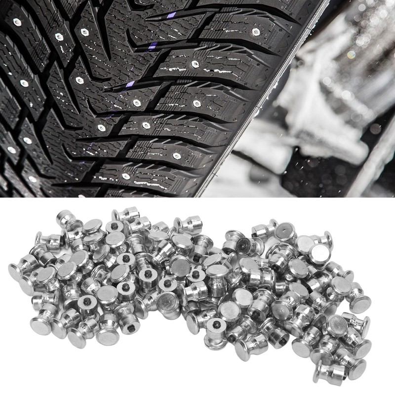 100Pcs Silver Car Tire Studs Anti Slip Stable Wear Proof