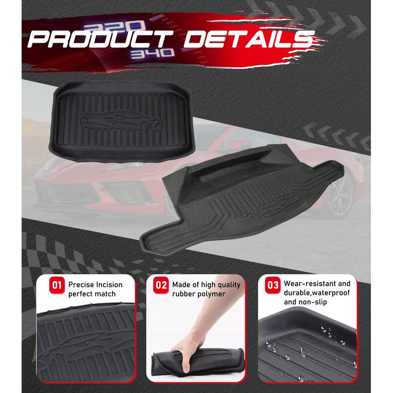 NUBEHONE C8 Front Storage Compartment Cargo Mat and Rear Trunk