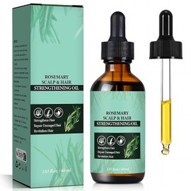 Aceite De Romero：Aceite de Romero para El Cabello-100%, Aceite Esencial de Romero para Cabello ，Estimula el Crecimiento del Cabello, Ideal para Cejas, Pestañas, Barba y Cabello Seco y Dañado.（60ml）