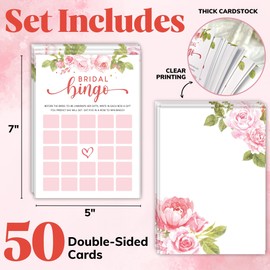 STOFINITY - Juego de juego de bingo para novia, diseño de flores, tarjetas de juegos de boda, eucalipto, limón, suministros de juego de novia y lápices, accesorios de actividad para novia, novio,