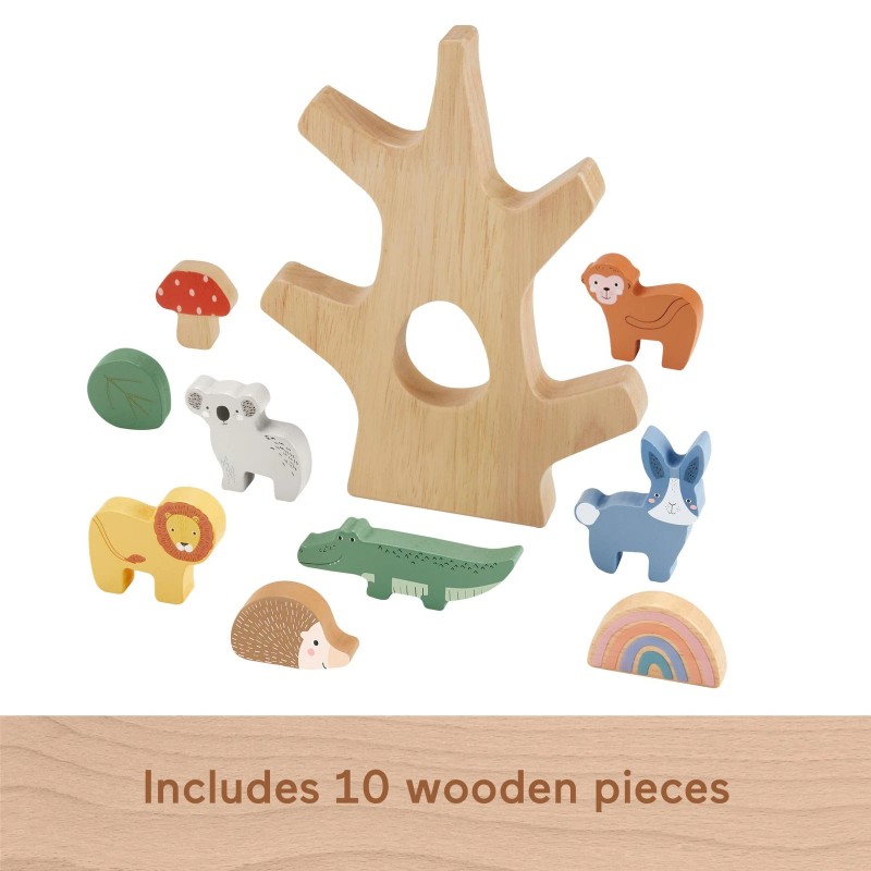Fisher-Price Wooden Balance Tree Stacking Toy for Preschool Kids Fine