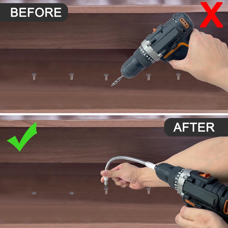 Guyuyii Flexible Drill Bit Extension Set - 105° Right Angle