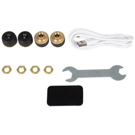 OCPTY Tire Pressure Monitoring System, Wireless TPMS Tire Pressure Monitor System 0-198psi 433MHZ Red RV TPMS with 4 sensors, LCD Display, Auto Sleep Mode,Easy to Install