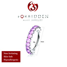 Forbidden Body Jewelry 16-20g 8mm CZ Lined Plated Brass Bendable Nose Ring and Cartilage Hoop (Choose Gauge/Plating/Color), Metal, cubic-zirconia