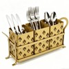 DRPORONYN Silverware Caddy with Bee Design, 3 Compartment Metal Utensil
