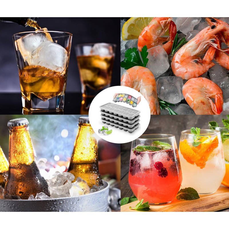Ice Cube Tray 4 Pack, Easy-Release & Flexible 56 pcs