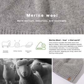 Men's 100% Merino Wool Winter Beanie Cold Weather Fleece Lining Warm Knit Skull Stocking Cuffed Watch Cap Women Fisherman Hat Light Grey XL XXL Extra Large Big Head Oversize