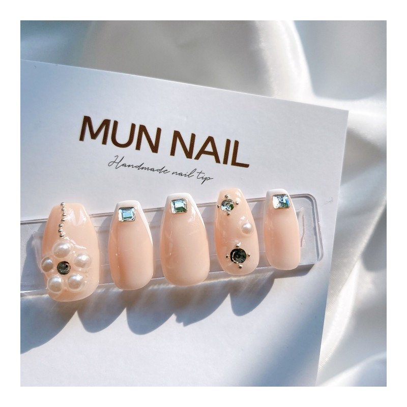 MunNail Pearl Flower Nail Tips - Mediaval / MunNail 진주꽃
