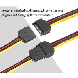 NOOYNOEO 2pcs 15 Pin Sata Male to 2 Sata Female 2pcs Power Splitter Y Cable, for Hard Drive HDD SSD 20cm