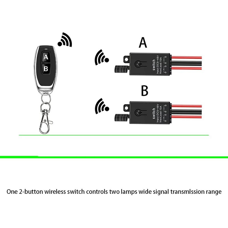 Mini Wireless Switch 12V,3 Way Mini Remote Switch DC 5V/12V/24V/48/10A