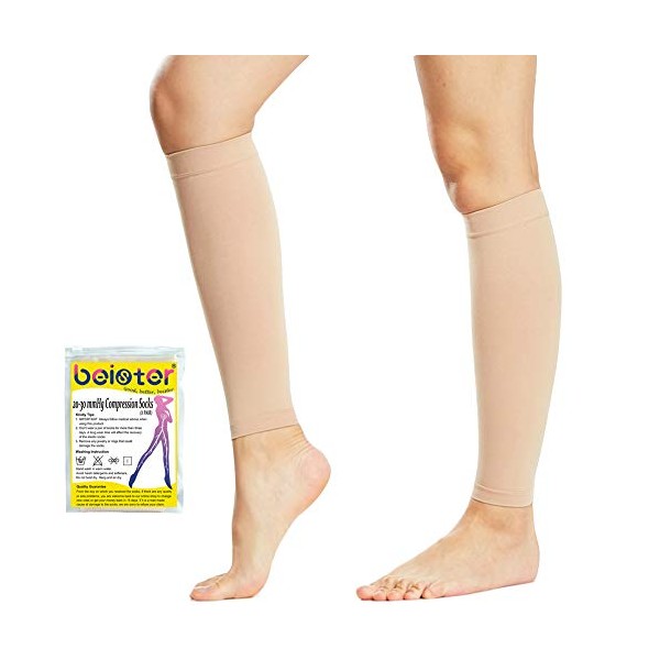 beister 20-30 mmHg Graduated Calf Compression Sleeves for Women & Men, Firm Support Footless Compression Socks for Varicose Veins, Shin Splints, Edema, Recoveryï¼2 in a Packï¼Not Two Pairsï¼