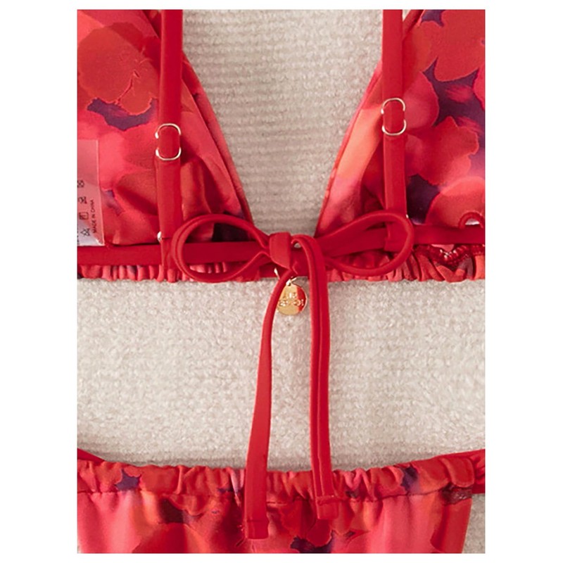 MakeMeChic Women's Floral Print 2 Piece Bikini Sets Tie Back