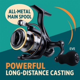 Spinning Fishing Reel - 10 kg Max Drag, Aluminium Alloy Spool, Left/Right Interchangeable, Saltwater & Freshwater Use, Lightweight Metal Frame, Eva/CNC Handle Options, Long Casting (3000)