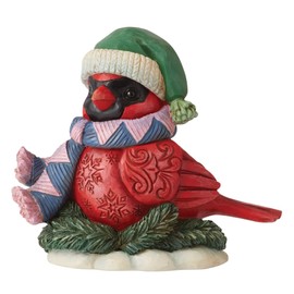 Enesco Jim Shore Heartwood Creek Christmas Cardinal in Scarf Miniature Figurine, 3.2 Inch, Multicolor