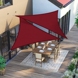 AwnPro 12' x 12' x 17' Waterproof Heavy Duty Sun Shade Sail Triangle Canopy Cover Sunlight Blockage for Outdoor Patio Pergola Backyard Garden (Red)