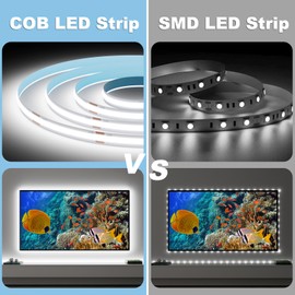 Realky LED Strip COB LED Streifen 5m, LED Band 6500K Wei? Dimmbar mit Fernbedienung, LED Lichtleiste Selbstklebend 24V, 36W LED Fernseher Beleuchtung Sehr Hell fr Kche, Wohnzimmer, Treppe, Schlafzimmer