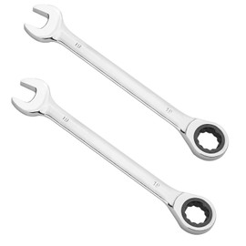 KINJOEK 2 PCS 19mm 12PT Ratchet Wrench, Metric Gear Combination Ratcheting Wrench Set with 5° Movement and 72 Teeth for Projects with Tight Space