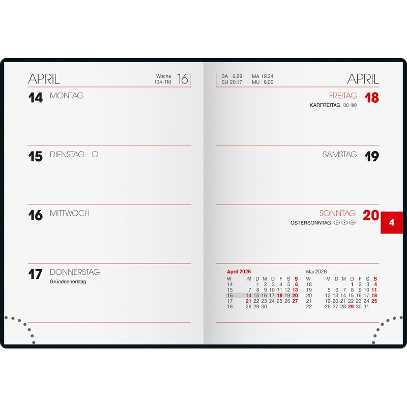 BRUNNEN Taschenkalender Mod. 712 2026 | A7, Kunststoff, sortiert
