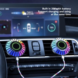 RGB Rechargeable Sound Control Light, Round Sound Dynamic Rhythm Light, 200 mAh Colorful Sound Pickup Ambient Lights with Fragrance Tablets, for Car,Gaming
