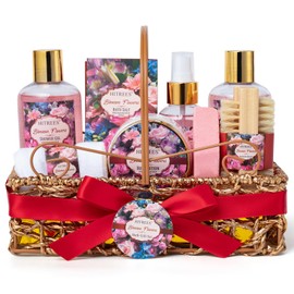 Cesta De Regalo De Spa Para Mujer Regalo De Amistad De Rosa Y Jazmín Para Mujer Bolsa De Tela Gel De Ducha Crema De Manos Y Cuerpo Set De Baño Para