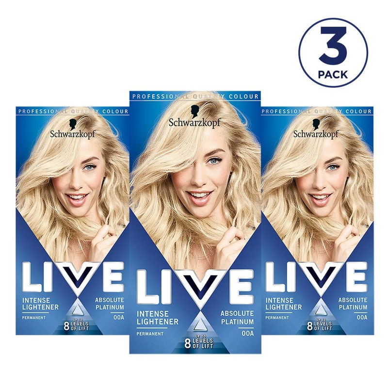 Schwarzkopf Live Intense Blonde Lightener, 3-Pack Permanent Lightening Colour with