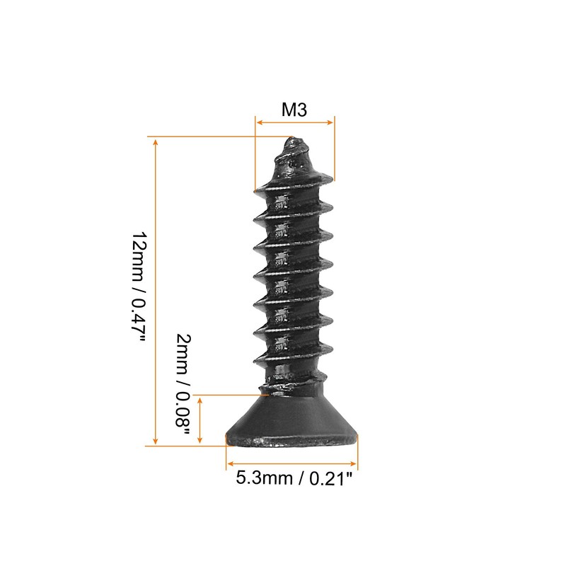 sourcing map M3 x 12mm Wood Screws Phillips Flat Head