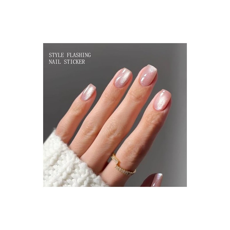 JMEOWIO Cat Eye Semi Cured Gel Strips Wraps Nail Art
