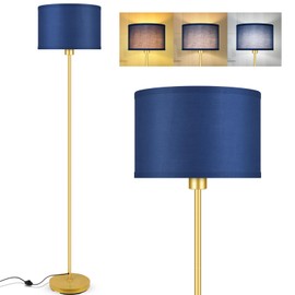 Floor Lamp Blue, Standing Lamp, Modern Stand Up Light with Lampshades, Foot Pedal, 59" Tall, Bright Pole Lamps for Living Room, Bedroom, Office, Nightstand, Kids' Gift, Gold Lamp(E26, Without Bulb)