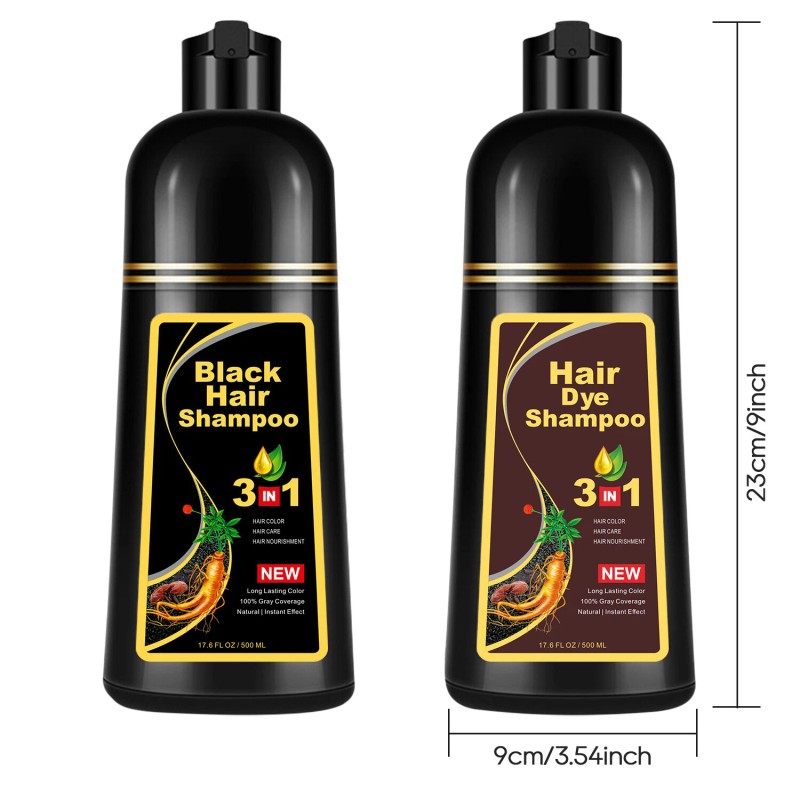DONWELL 3-in-1 Herbal Hair Dye Shampoo-100% Grey Coverage Instant Color