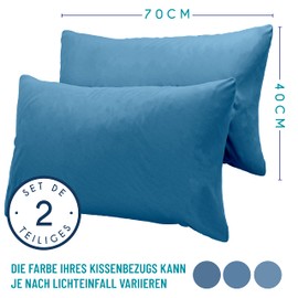 Dreamzie Pillowcases, 40 x 70 cm (Set of 2), 100% Jersey Cotton, 150 g/m², Blue, Resistant and Hypoallergenic