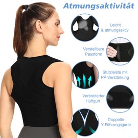 SOARFLY Rücken Geradehalter Verstellbarer Haltungskorrektur Gurt für Damen Herren, Atmungsaktiv und Unsichtbar unter Kleidung Schultergurt, Nackenstütze, Rückentrainer für Gerade Haltung, (XXL)