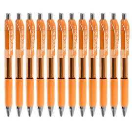 Writon Retractable & Refillable Gel Pens, Comfort Grip, 0.5mm Fine Point, Orange Ink, 12 Pack