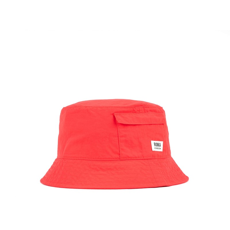 ROKA London Bedford Recycled Nylon Hat with Chin Cord, Poppy