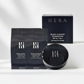 Hera New Black Cushion 21N1 Vanilla Original + Refill x 2 Set Go Cover / 헤라 New 블랙 쿠션 21N1 바닐라 본품+리필 x2개 세트 고커버
