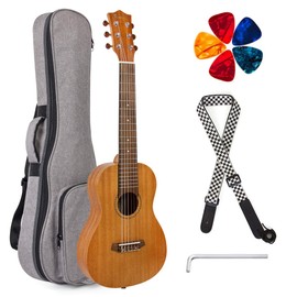 Guitalele,Kmise 31 inch Guitarlele Mini Travel Guitar Ukulele Mahogany with Gig Bag Picks Strap