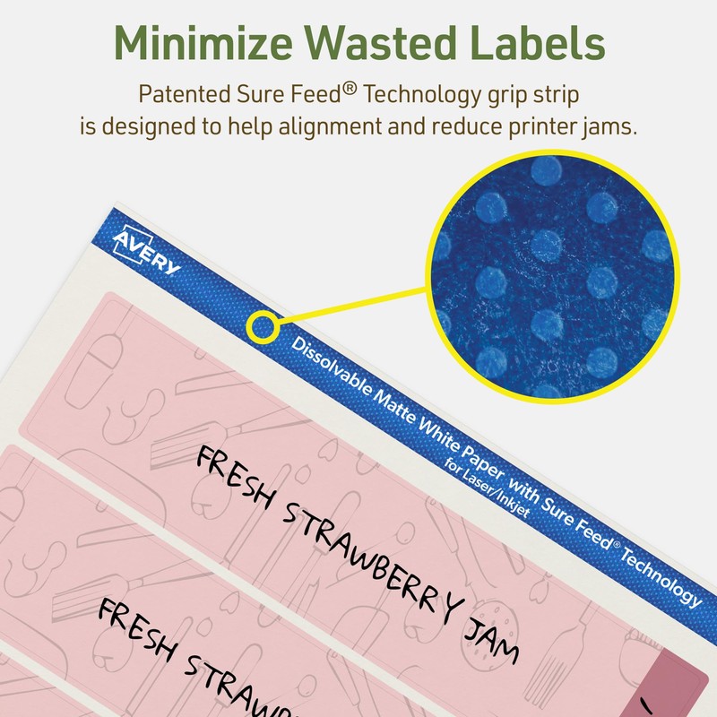 Avery Dissolvable Rectangle Labels, Sure Feed Technology, 1.75" x 7.75",