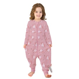 Baby Sleeping Bag with Feet, 0.5 Togs, 100% Cotton, Children's Summer Sleeping Bag with Sleeves for Boys and Girls, pink