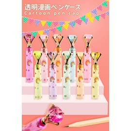 Pencil Cap Pencil Extension Holder Pencil Cap Girls Korean Stationery Pencil Cap Cute Pencil Auxiliary Axis Writing Instrument for Elementary School Students 10 Colors