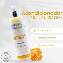 Vemare Cosmetics Acondicionador de Miel y Keratina Fortalece el Folículo Capilar 250ml