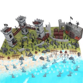 Yoyoom Army Men Action Figures Toy Soldiers Set, Medieval Castle Small Soldiers Military Toy, Plastic Army Men playset Castle Building Set with Storage Bag and Map