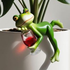 RJVZUKL Frog Figurines, Tipsy Frog Pot Hugger, Garden Decor Outdoor, Waterproof Resin Frog Statue, Plant Decorations for Pots - Collectible for Frog Lovers Home Office Yard
