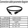 5.5mm x 2.1mm 1.6FT DC Power Extension Cable Male to