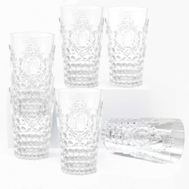 Le Cadeaux Acrylic Jewel Glassware collection Set of 6, Large Tumblers