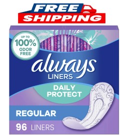 Always Daily Protect Panty Liners, Regular Length, Unscented, 96 Count